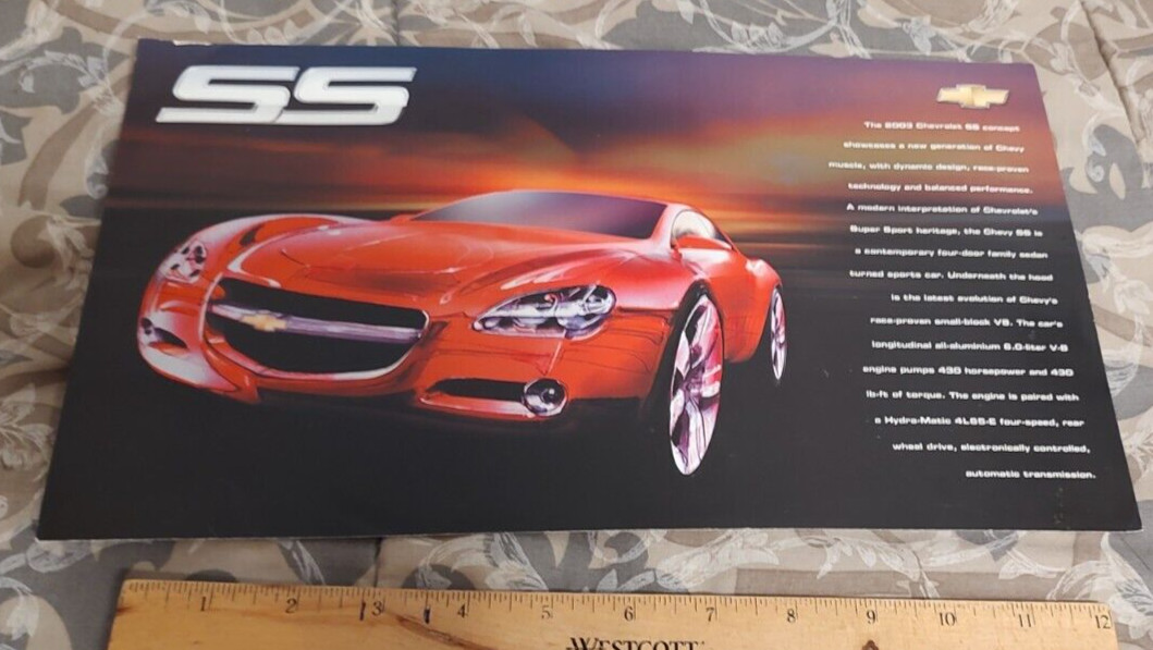 2003 Chevrolet SS Concept Car Brochure Sheet Promo RARE HTF Good Condition 2003 Chevrolet SS Concept Car Brochure Sheet Promo RARE HTF Good Condition