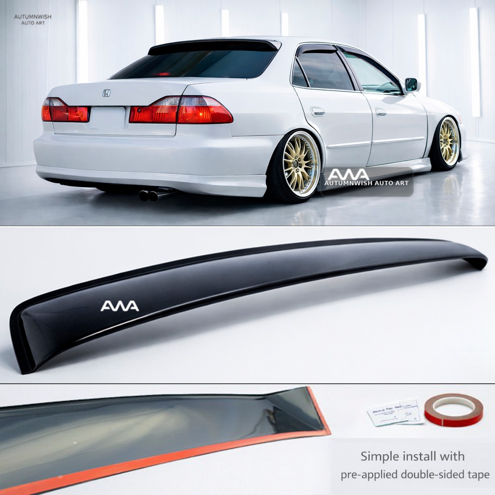 For 1998-2002 Honda Accord 4DR Black ABS Rear Roof Window Visor Spoiler Wing For 1998-2002 Honda Accord 4DR Black ABS Rear Roof Window Visor Spoiler Wing