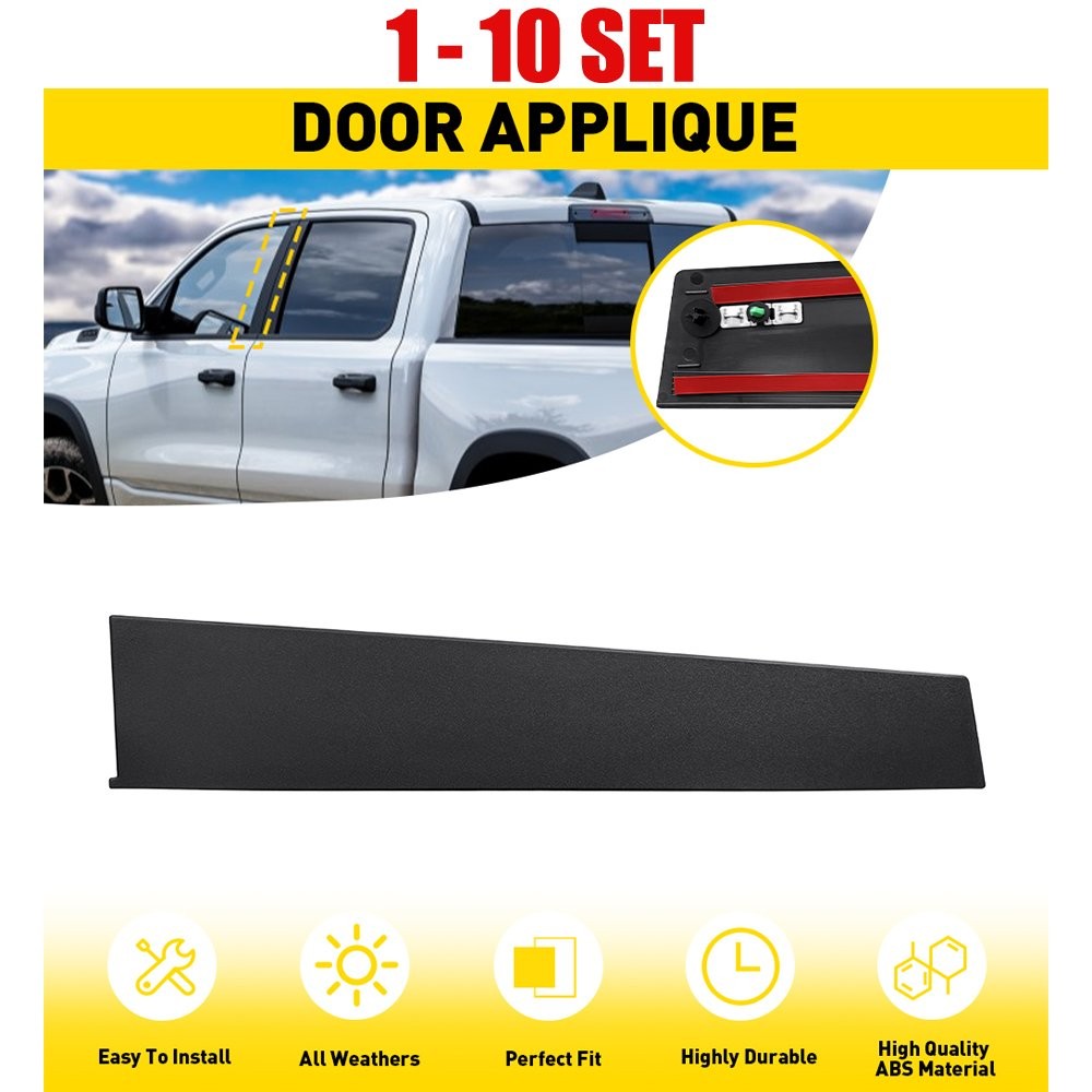 1-10PCS Front Door B-Pillar Post Molding Left Matte Black for 2019-2026 RAM 1500