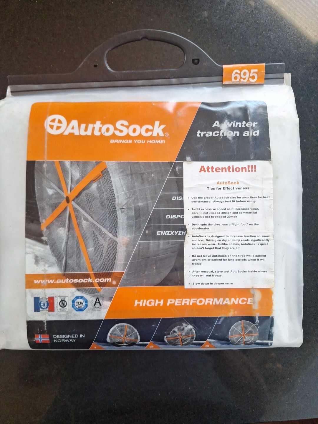 AutoSock 695 Winter Tire Traction Aid Snow Sock, Pair - New AutoSock 695 Winter Tire Traction Aid Snow Sock, Pair - New