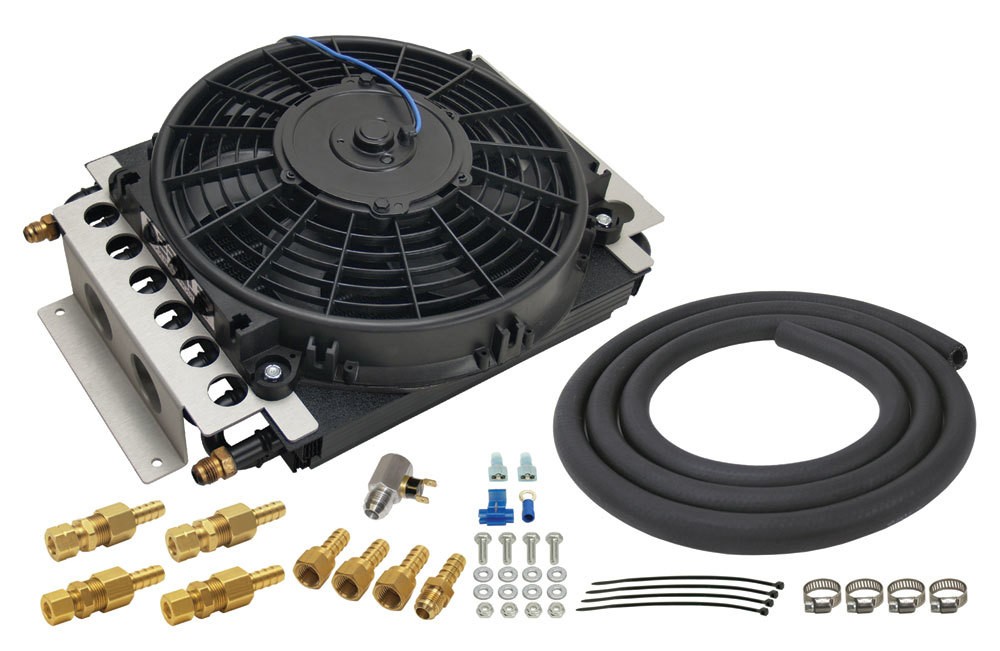 Derale Fluid Cooler and Fan 15.75 x 11.5 x 5 in 6 AN Male Inlet / Outlet 13900