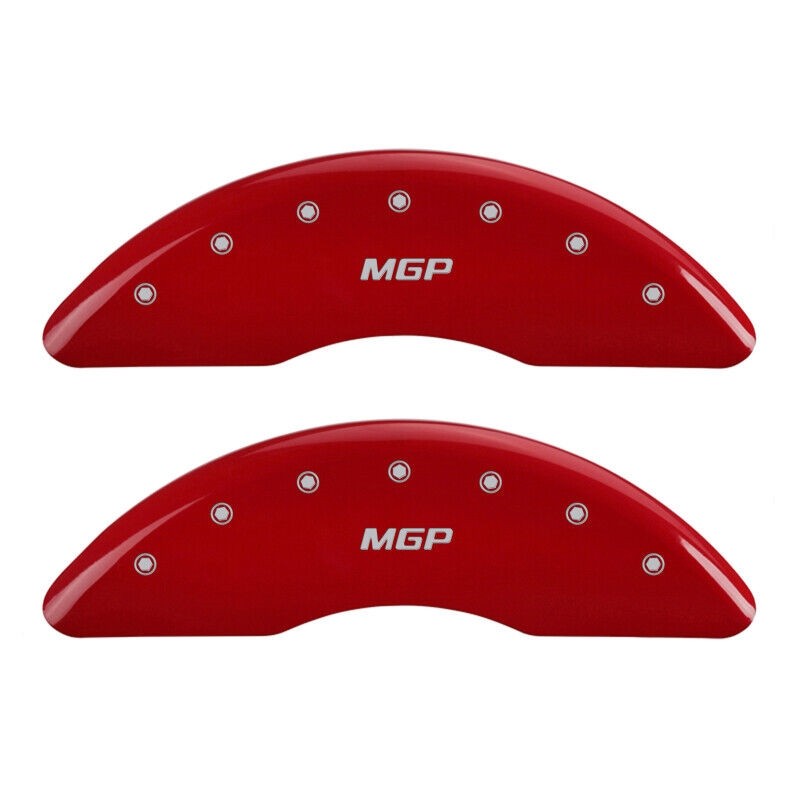 MGP Fits 4 Caliper Covers Engraved Front & Rear MGP Red Finish Silver Ch