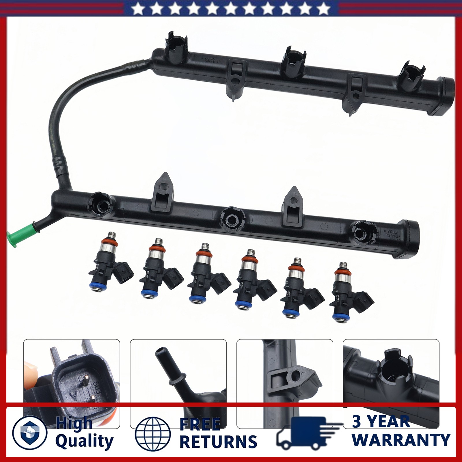 53034198AC Upgraded Full Aluminum Fuel Rail For 2011-25 Dodge Jeep Chrysler 3.6L