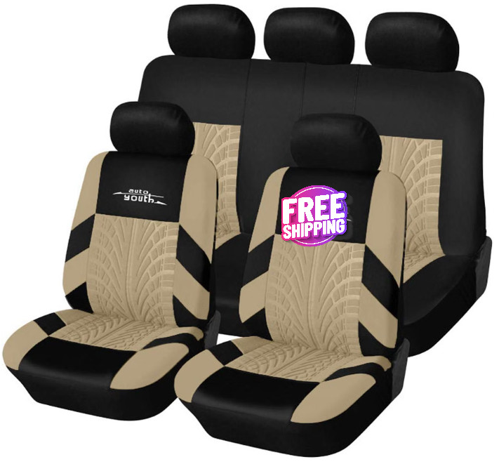 Juego Completo de Fundas Asientos Coche beige, Fundas Para Asientos Delanteros Juego Completo de Fundas Asientos Coche beige, Fundas Para Asientos Delanteros