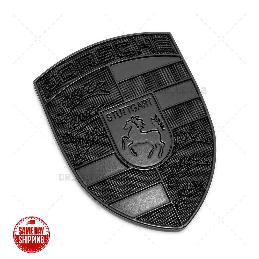 Refinished BLACK Custom Porsche Hood Crest Emblem Badge fits ALL popular models/