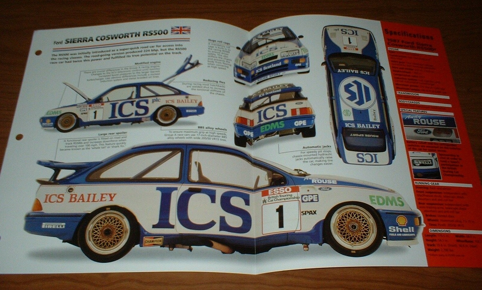 1987 FORD SIERRA COSWORTH RS500 SPEC SHEET BROCHURE PHOTO POSTER PRINT RS 500