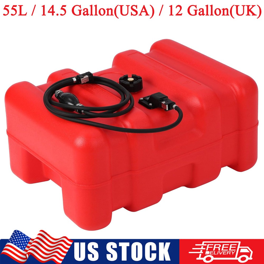 55L/14.5 Gallon Boat Fuel Tank External Marine Outboard Boat Gas Tank with Hose