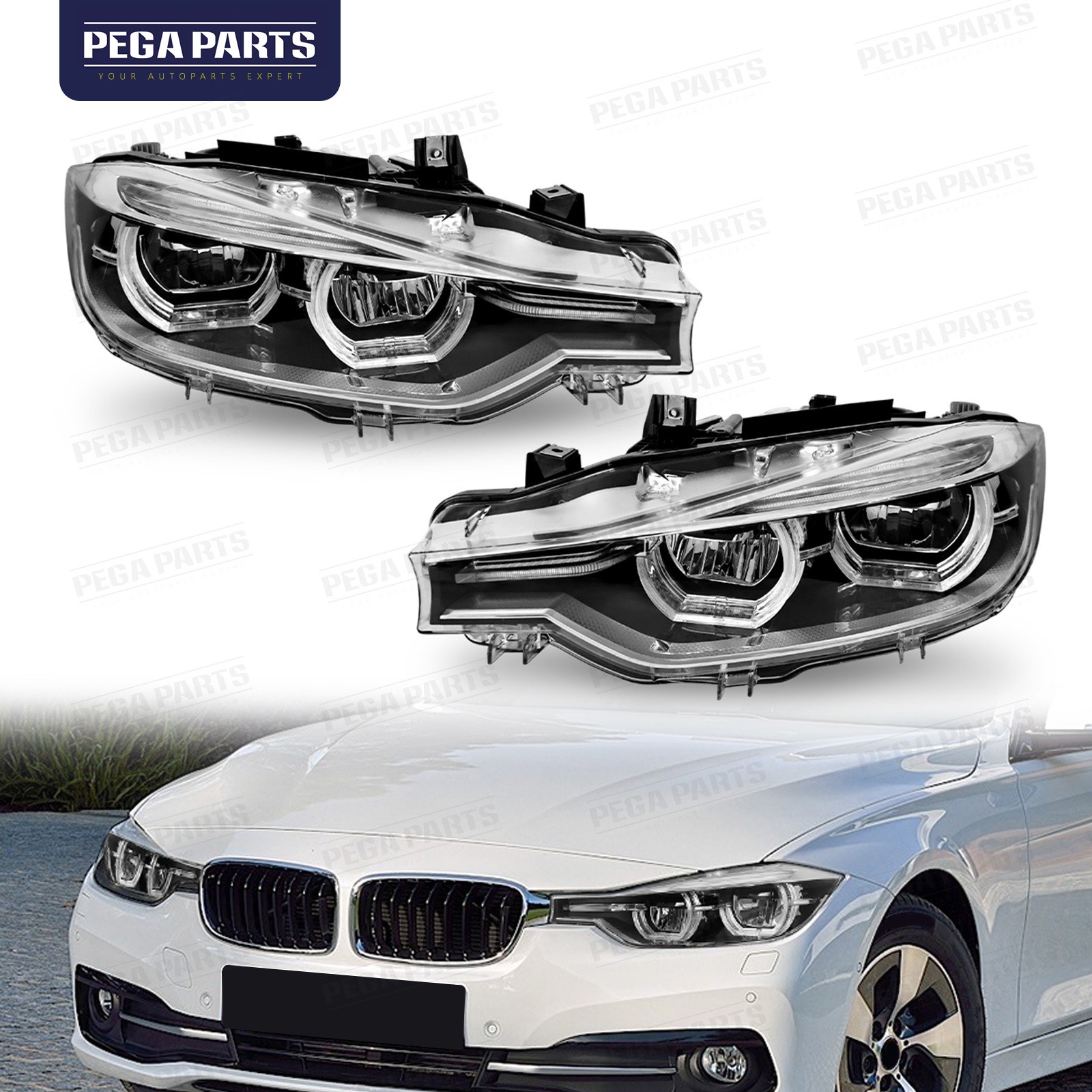For 2012-2015 BMW F30 320i 328i 335i Full LED LCI Headlight Fit Halogen w/Bulb