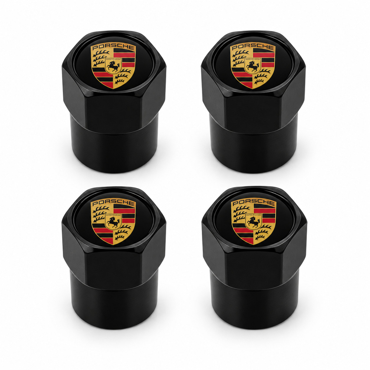 4PCS Black Hex Tire Valve Stem Caps Compatible with Porsche Models 4PCS Black Hex Tire Valve Stem Caps Compatible with Porsche Models