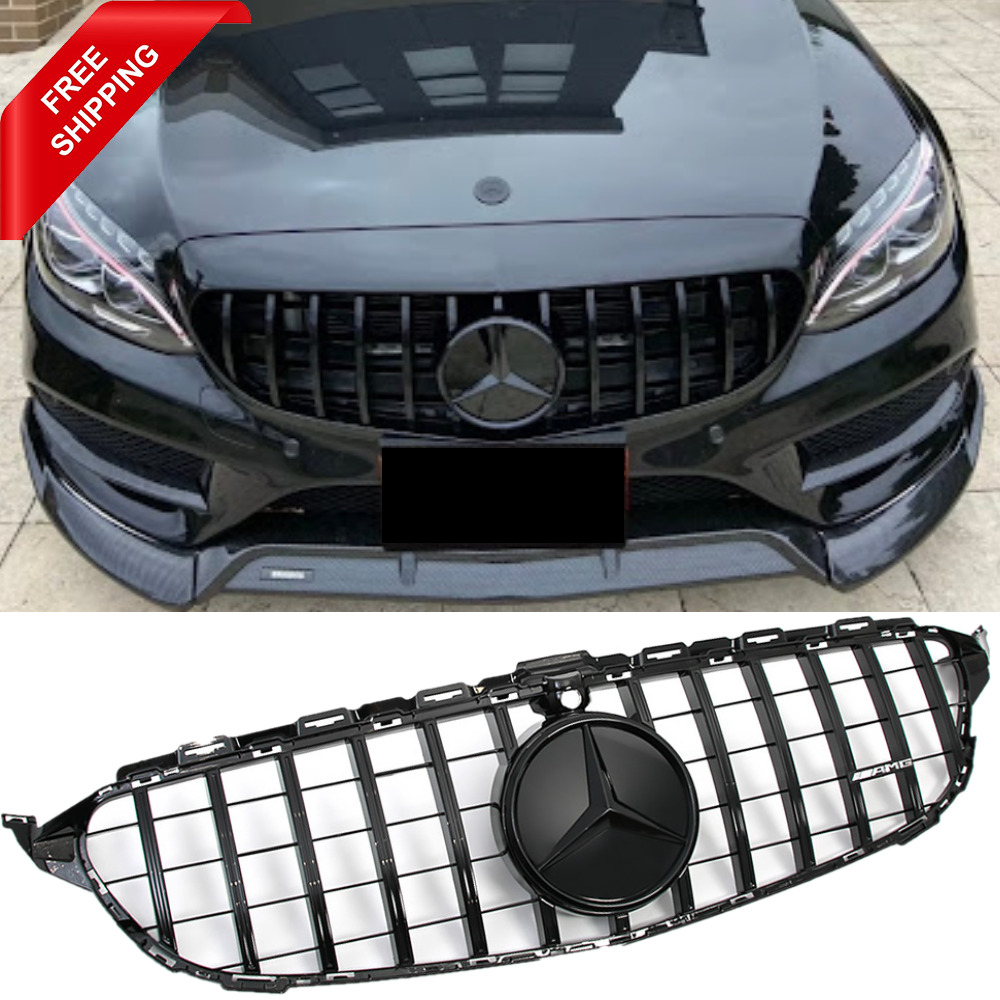 GTR Grill w/Star Front Grille for Mercedes Benz W205 2019-2021 C200 C300 C43 AMG