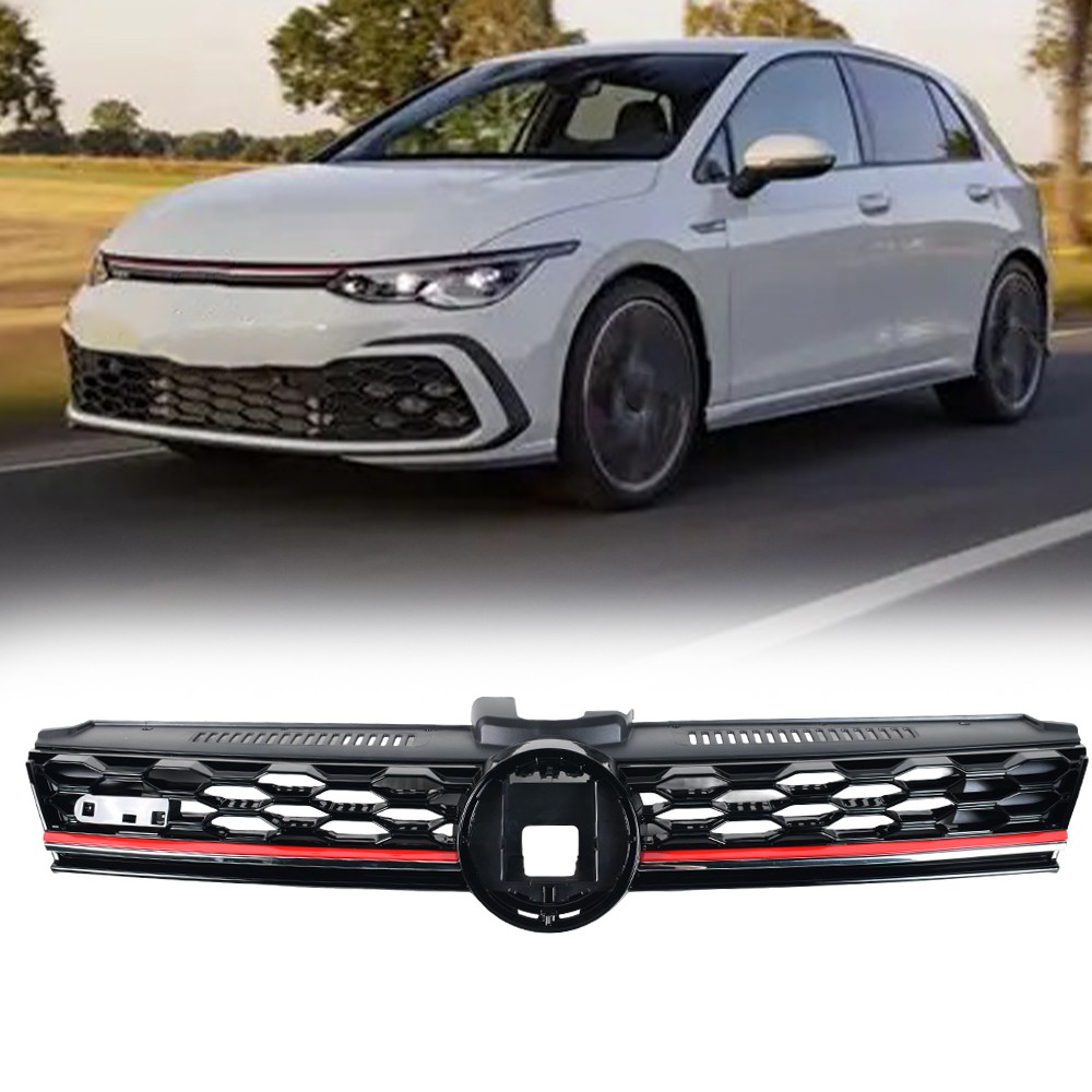 For 2018-2021 Volkswagen VW GTI Front Upper Molding Grille Assembly Black/Red