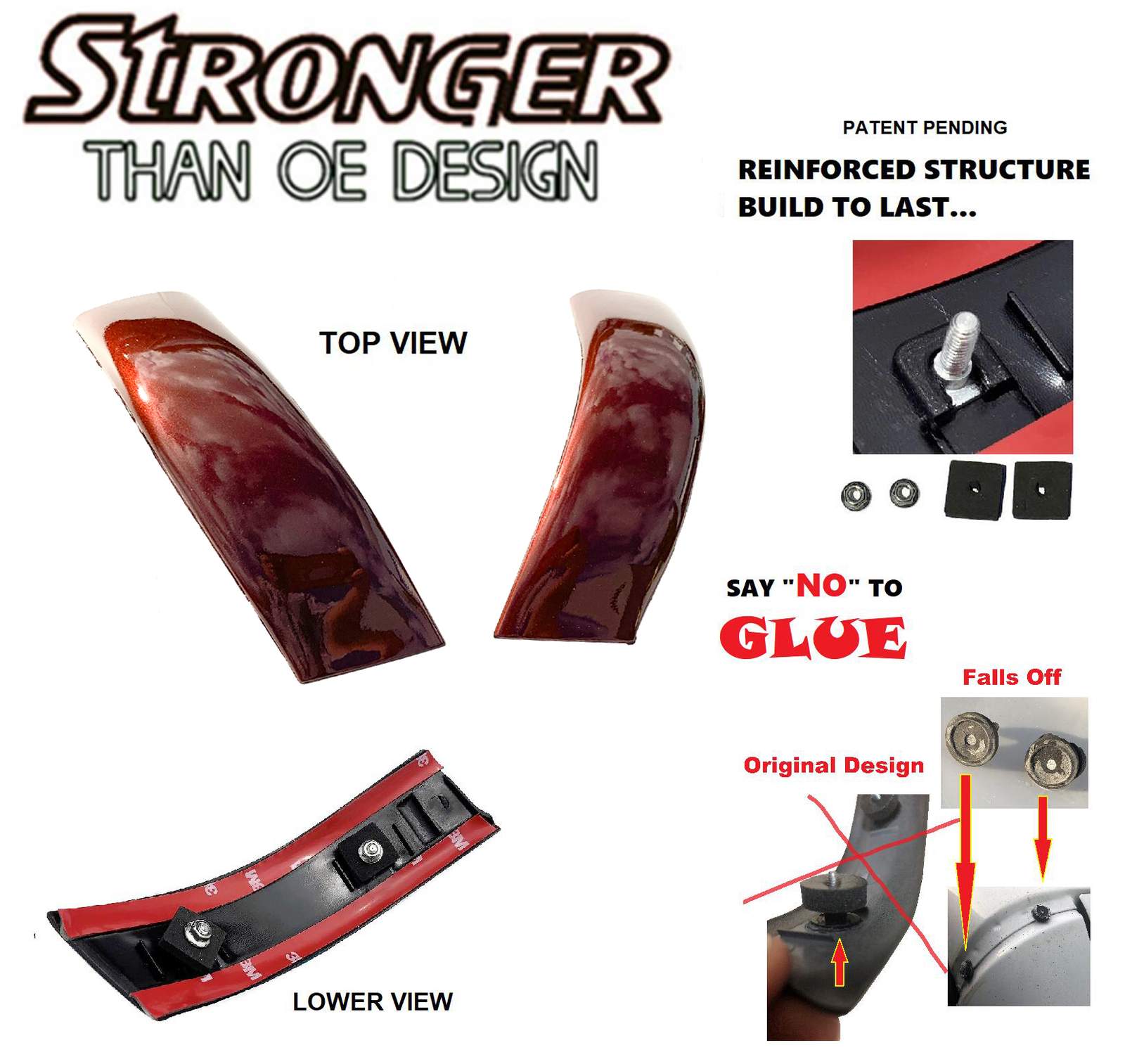 Upgraded Roof Molding For 99-07 Ford Super Duty T5 Dark Copper Metallic Pair Set