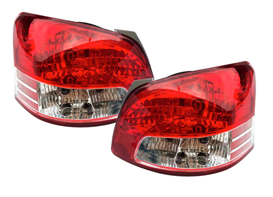 For 2007-2012 Toyota Yaris Sedan Lamp TailLight Rear Red Chrome Left+Right Set