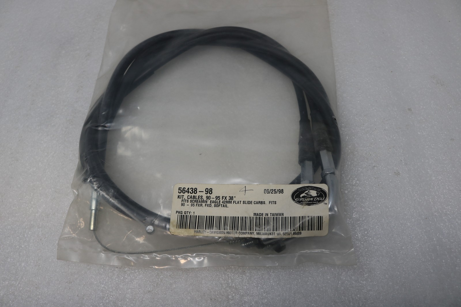 54638-98 NEW OEM 1990-1995 HARLEY-DAVIDSON SOFTAIL FX THROTTLE CABLES 38\