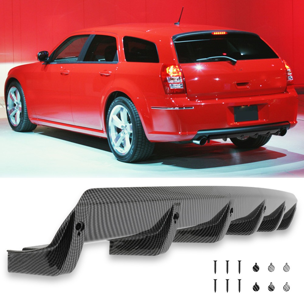 For Dodge Magnum Carbon Fiber Rear Bumper Diffuser Shark Fins Spoiler Splitter