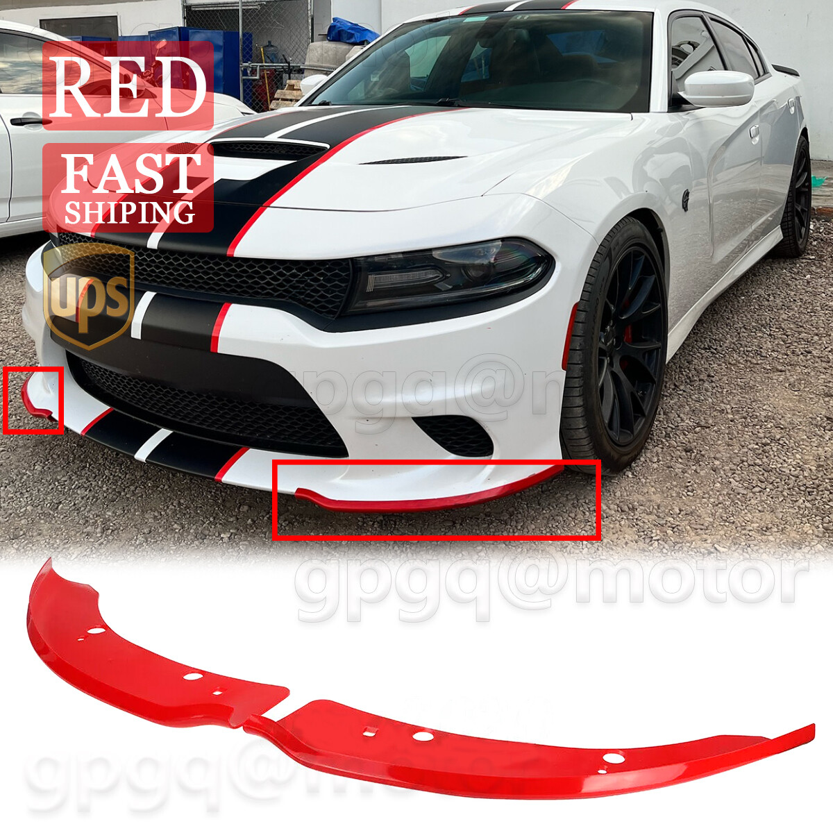 For Dodge Charger 392 Scat Pack SRT 2015-2023 Red Front Bumper Lip Splitter Trim For Dodge Charger 392 Scat Pack SRT 2015-2023 Red Front Bumper Lip Splitter Trim