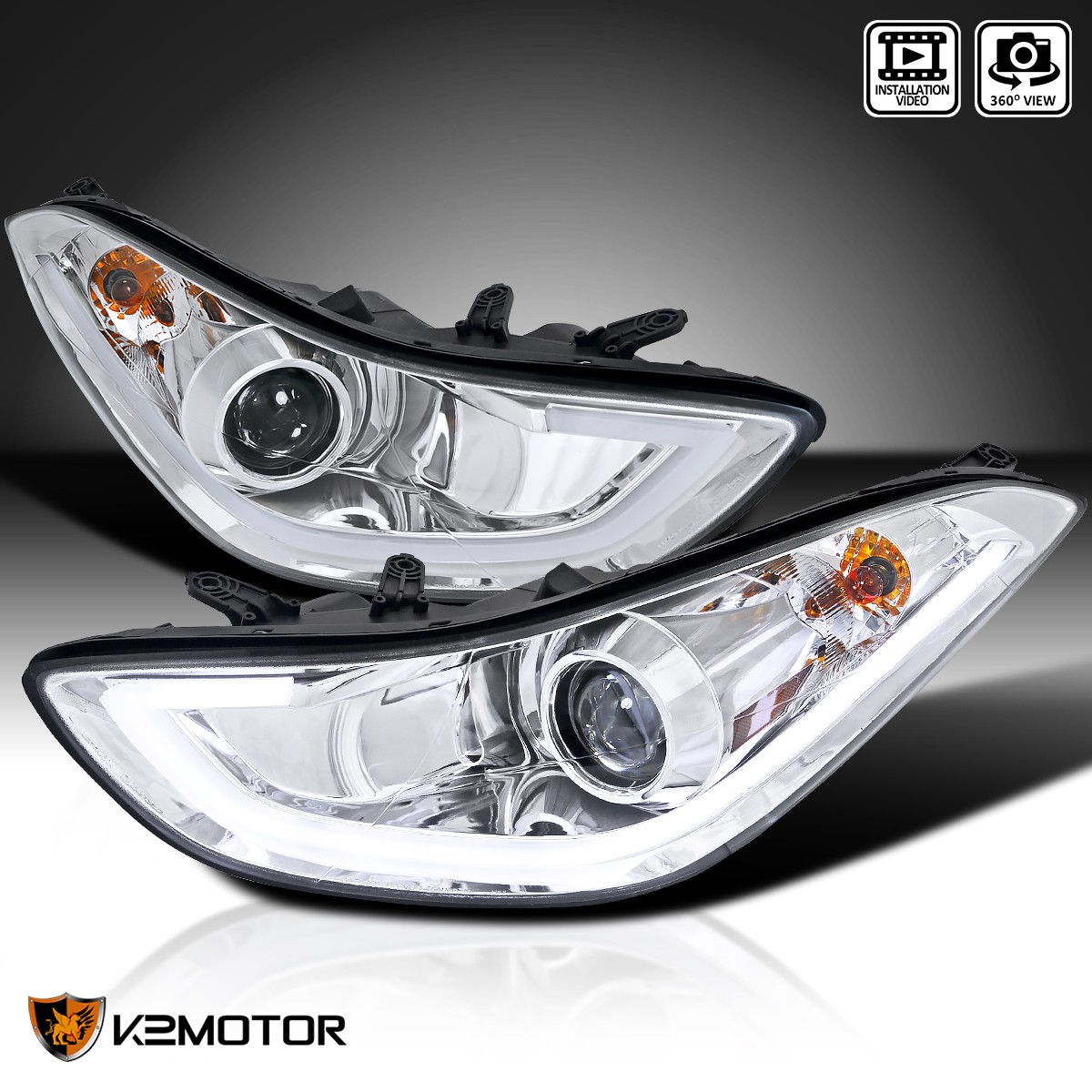 Fits 2011-2013 Hyundai Elantra 4Dr LED Strip Projector Headlights Lamps 11 12 13 Fits 2011-2013 Hyundai Elantra 4Dr LED Strip Projector Headlights Lamps 11 12 13