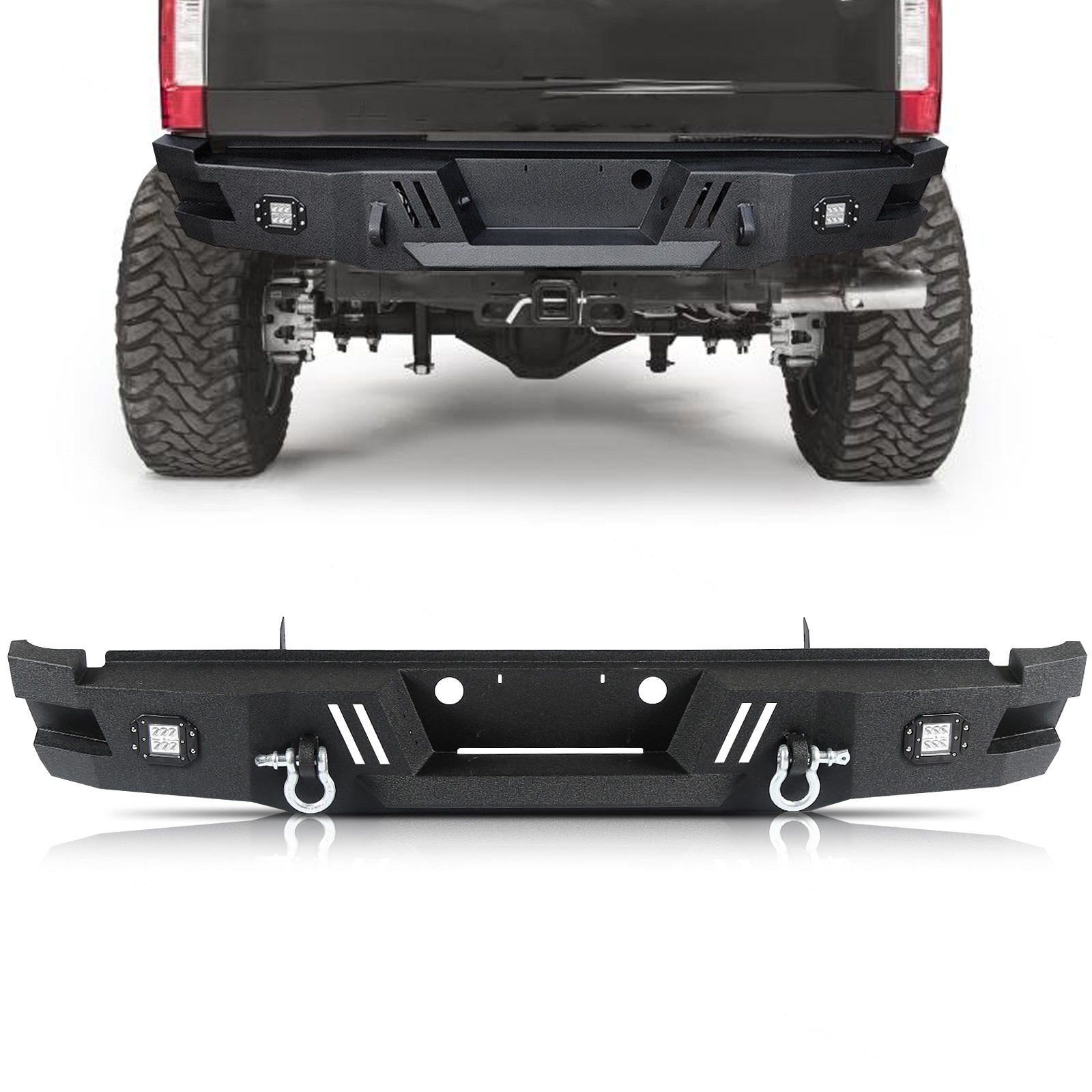 Steel Rear Bumper w/LED Lights & D-rings Fits 2011 2012 2013-2016 Ford F250 F350