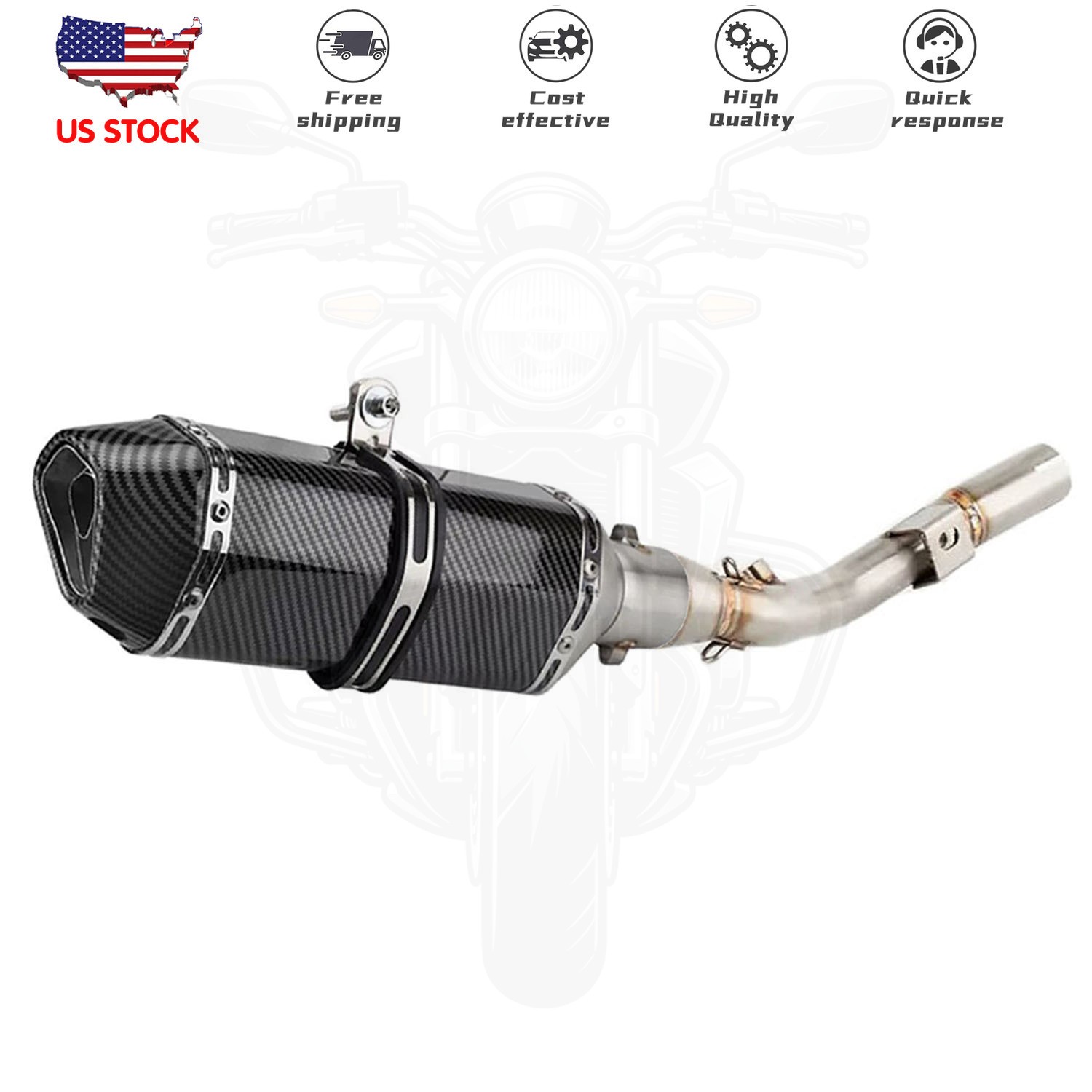 For Kawasaki KLX230 S / SM 20-26 KLX 230 Exhaust Tips Mid Pipe Slip On Muffler