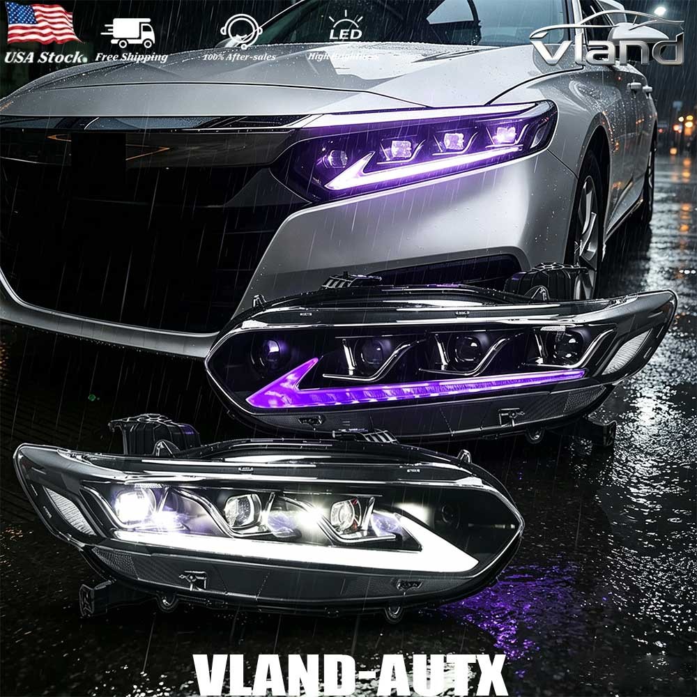 Headlights For 2018-22 Honda Accord 10th Gen LED W/Animation Sequential Assembly