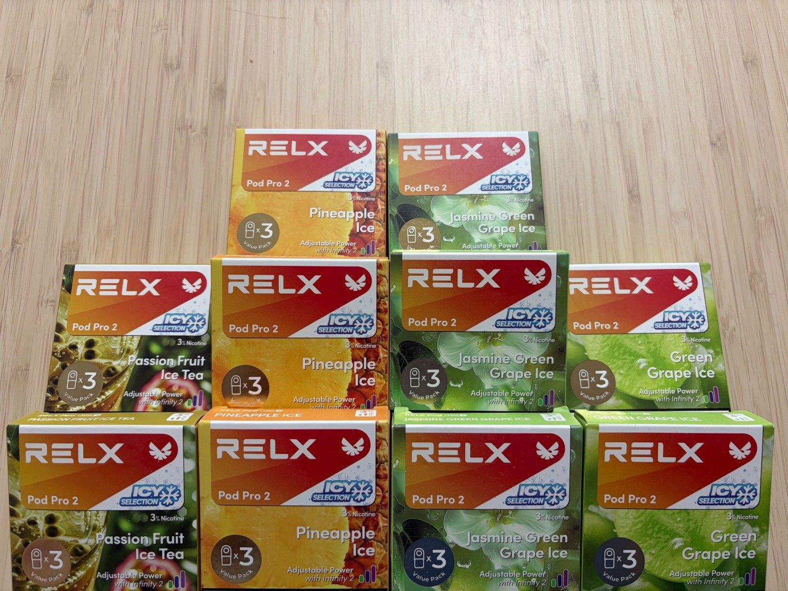 Lot of 10 New Boxes RELX Pod Pro 2 Replacement Pods & Infinity 2 Plus Black