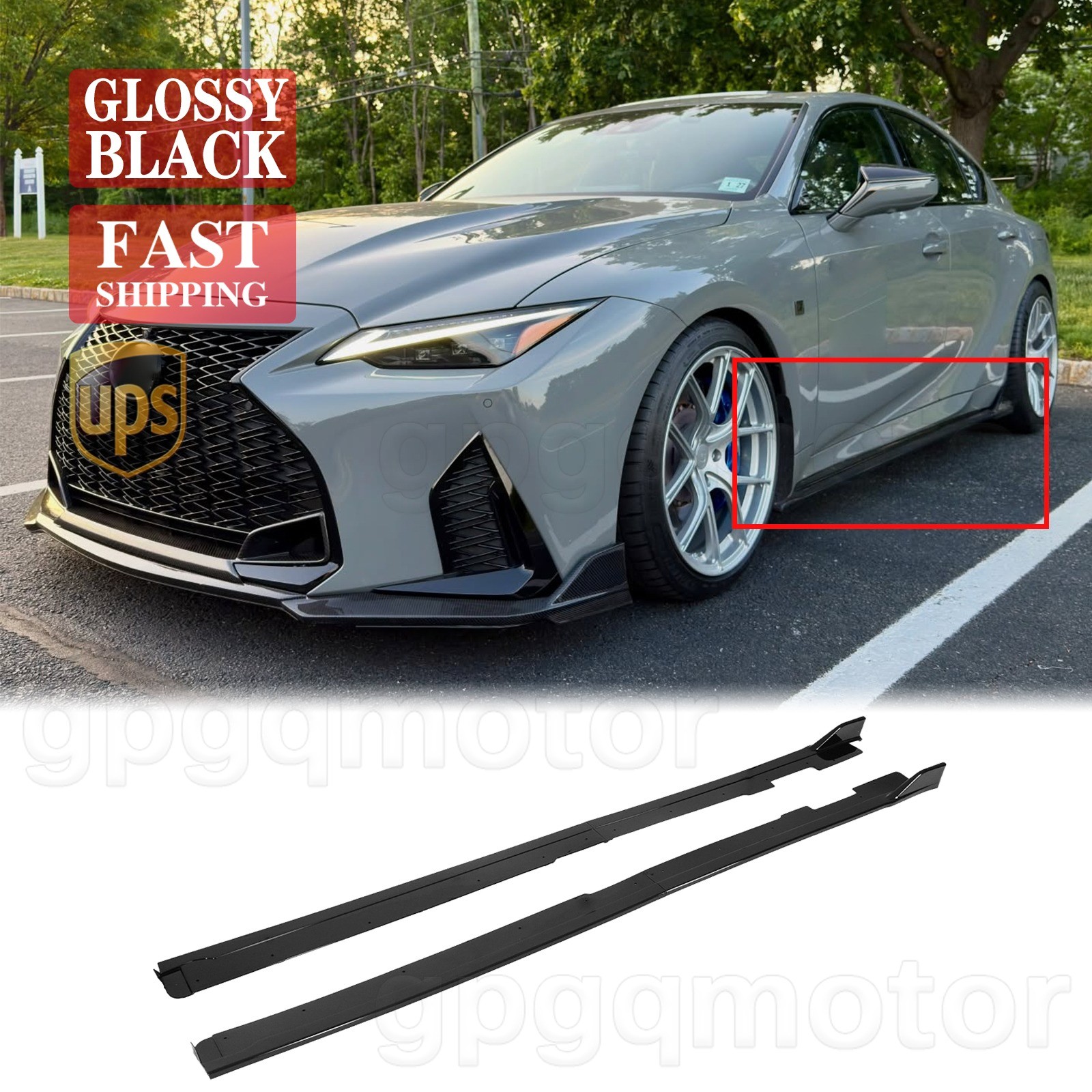 For Lexus IS300 IS350 2021-2026 T Racing Style Glossy Black Side Skirt Extension For Lexus IS300 IS350 2021-2026 T Racing Style Glossy Black Side Skirt Extension