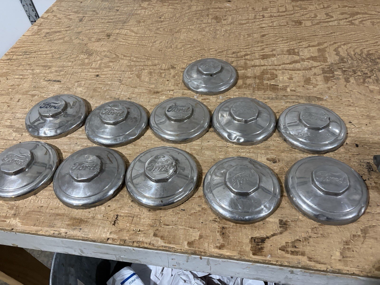 11 Hubcaps For 1935-1937 Ford 1 1/2 Ton Trucks- Quite Rare- Shipped Free In USA 11 Hubcaps For 1935-1937 Ford 1 1/2 Ton Trucks- Quite Rare- Shipped Free In USA
