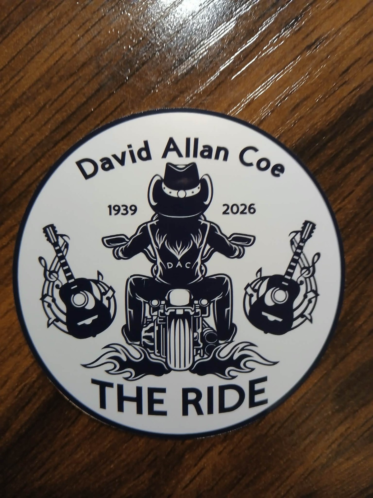 David Allan Coe The Ride 1939 - 2026 Remembrance Vinyl Sticker David Allan Coe The Ride 1939 - 2026 Remembrance Vinyl Sticker