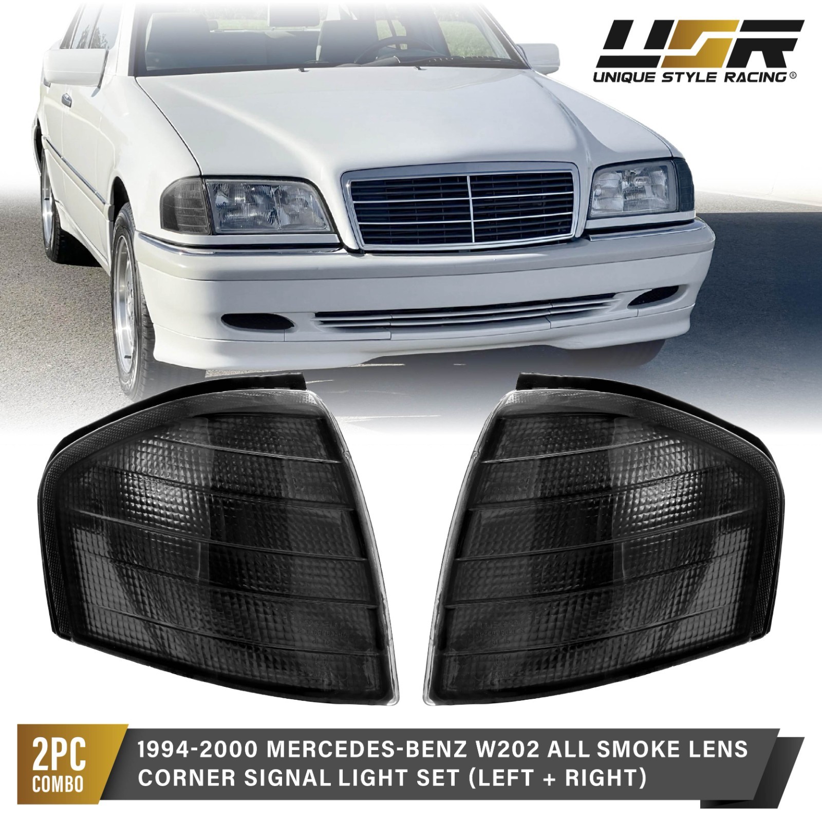 Euro Smoke Corner Signal Light Pair For 1994-2000 Mercedes Benz C Class W202 Euro Smoke Corner Signal Light Pair For 1994-2000 Mercedes Benz C Class W202