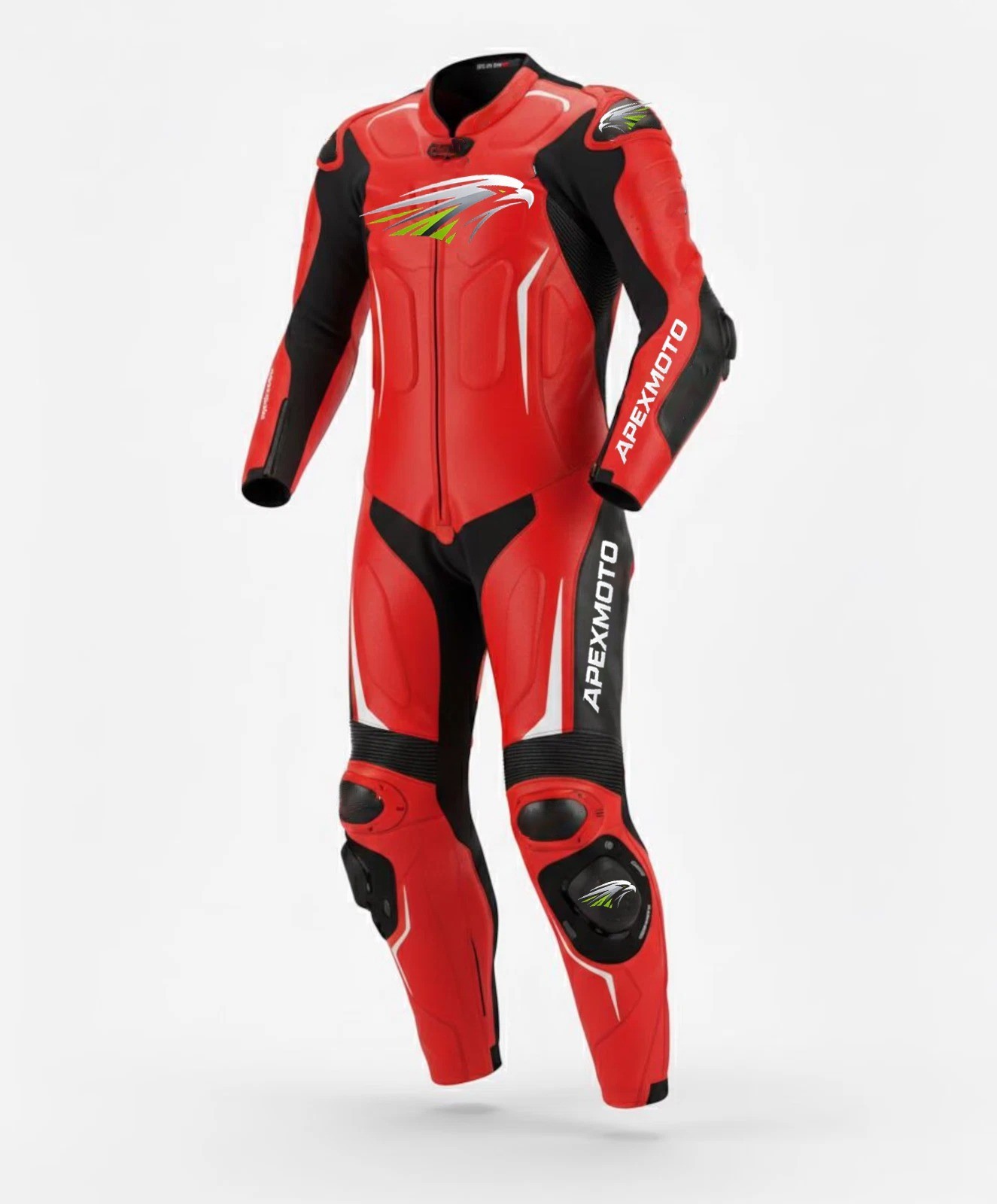 ApexMoto One-Pie Real Leather Motorcycle Racing Suit Protective Bikers Gear
