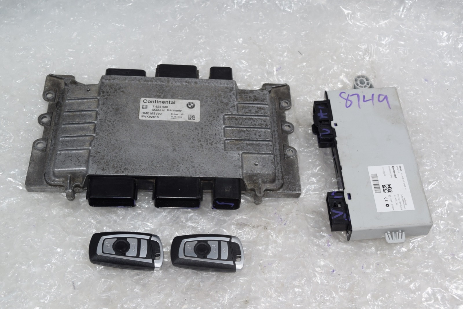11-12 BMW 528i X3 ENGINE COMPUTER DME ECU ECM CAS4 MODULE KEY SET 7623630 MSV90