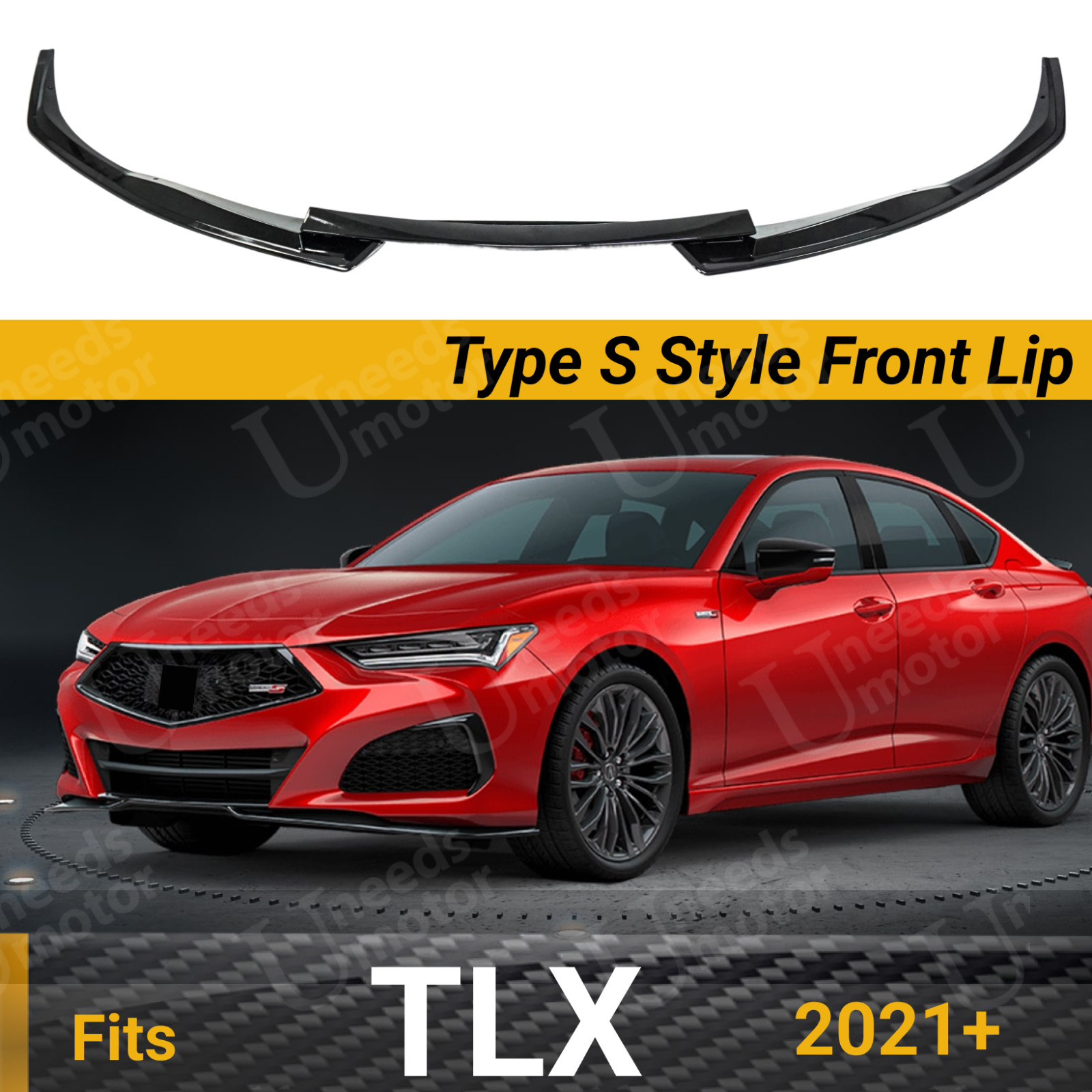 For Acura TLX 2021 + Type S Style Glossy Front Bumper Lower Lip Car Spoiler Kit For Acura TLX 2021 + Type S Style Glossy Front Bumper Lower Lip Car Spoiler Kit