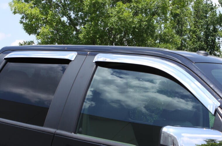 AVS Chrome Rain Guards Vent Visors 2019-2025 Silverado & GMC Sierra Crew Cab