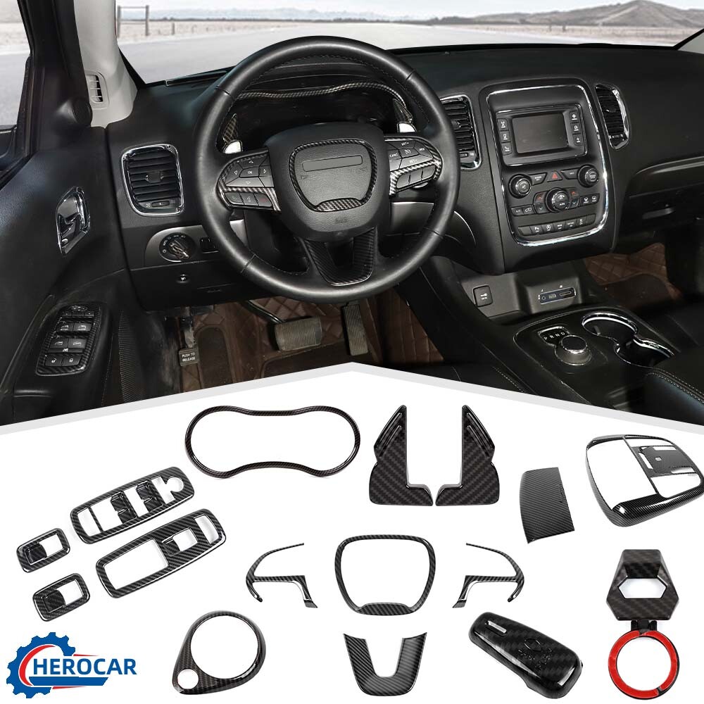 16x Interior Full Set Decoration Cover Trim Kit For Dodge Durango Carbon Fiber