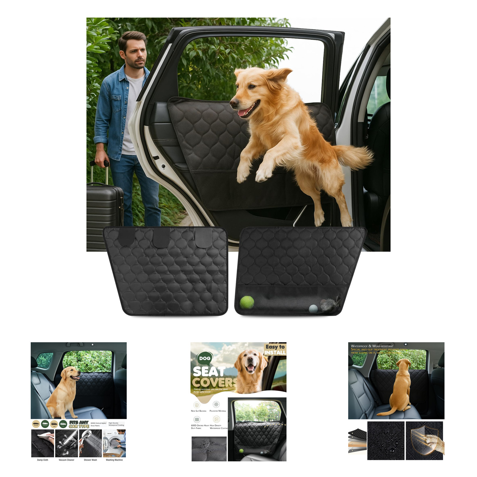 Dog Car Door Protector, Waterproof Scratch-Resistant Fabric, 28x9.6 Inch, Large Dog Car Door Protector, Waterproof Scratch-Resistant Fabric, 28x9.6 Inch, Large
