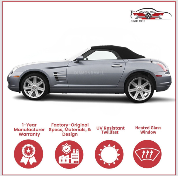 Conv Soft Top 2004-2008 Chrysler Crossfire, DOT Heated Glass Window Black