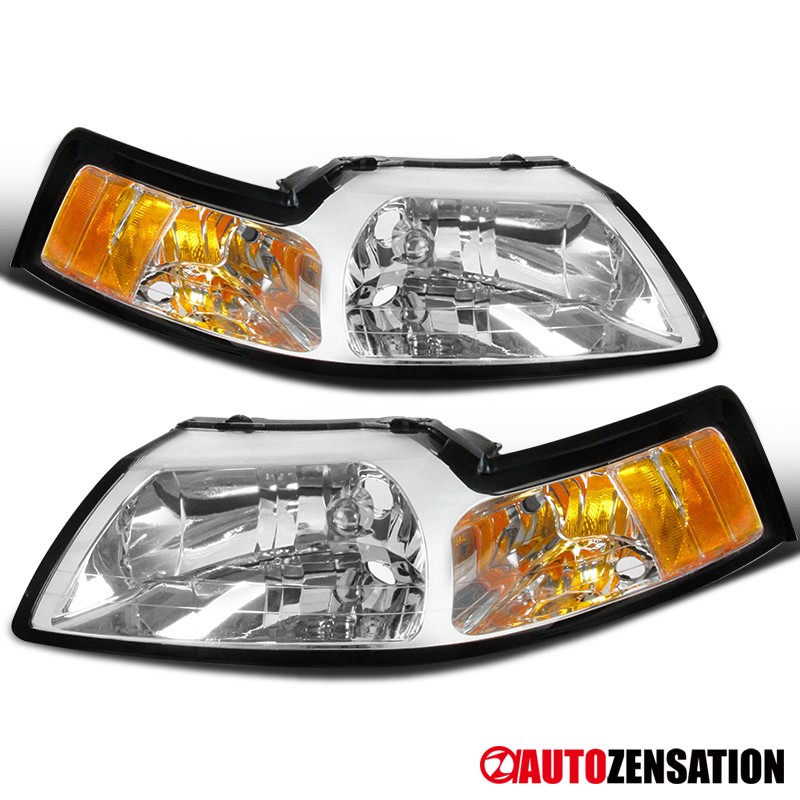 Fit 1999-2004 Ford Mustang GT SVT Cobra Headlights Assembly Headlamps Left+Right Fit 1999-2004 Ford Mustang GT SVT Cobra Headlights Assembly Headlamps Left+Right