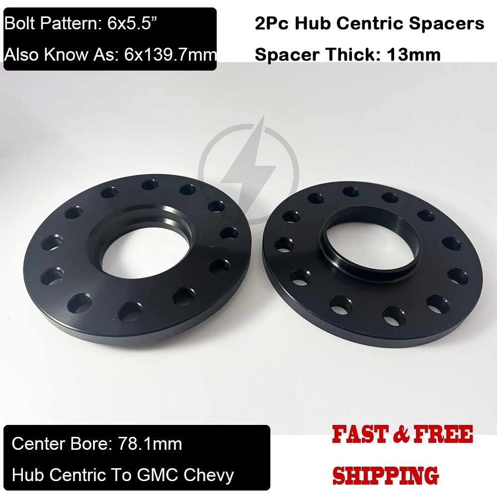 2Pc 6x5.5 Hub Centric Wheel Spacers 1/2\