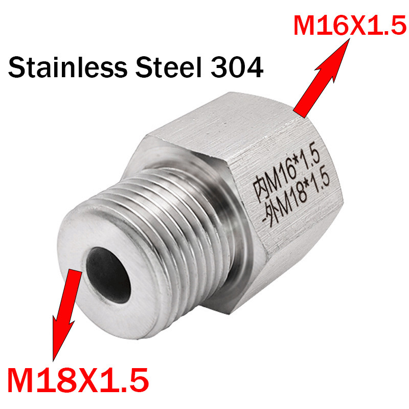 M16x1.5 Female to M18x1.5 Male Stainless Sensor Adaptor Fittings Conversion USA