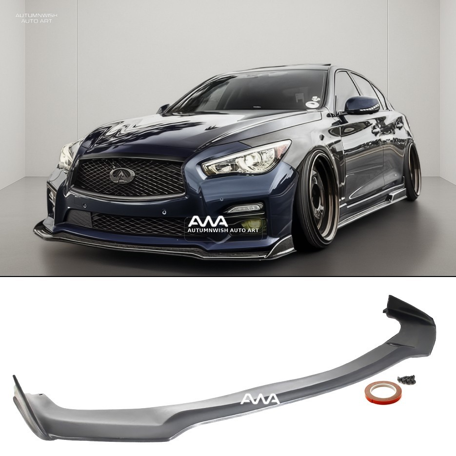 JDM PU Front Body Bumper Lip Splitter Kit for 14-17 Infiniti Q50 S Sport Models