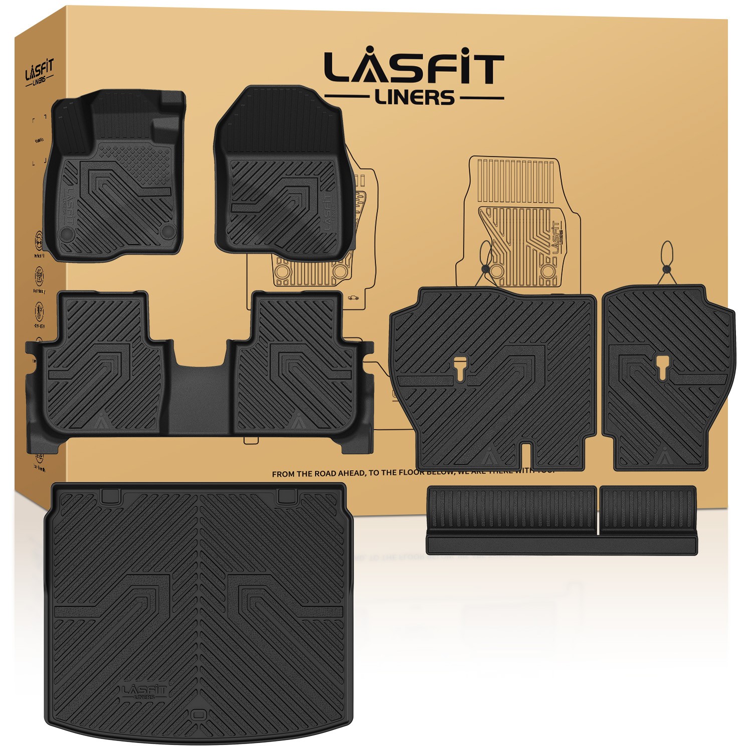 LASFIT Floor Mats for Honda CRV CR-V 2023-2027 Cargo Mat w/Backrest Floor Liners