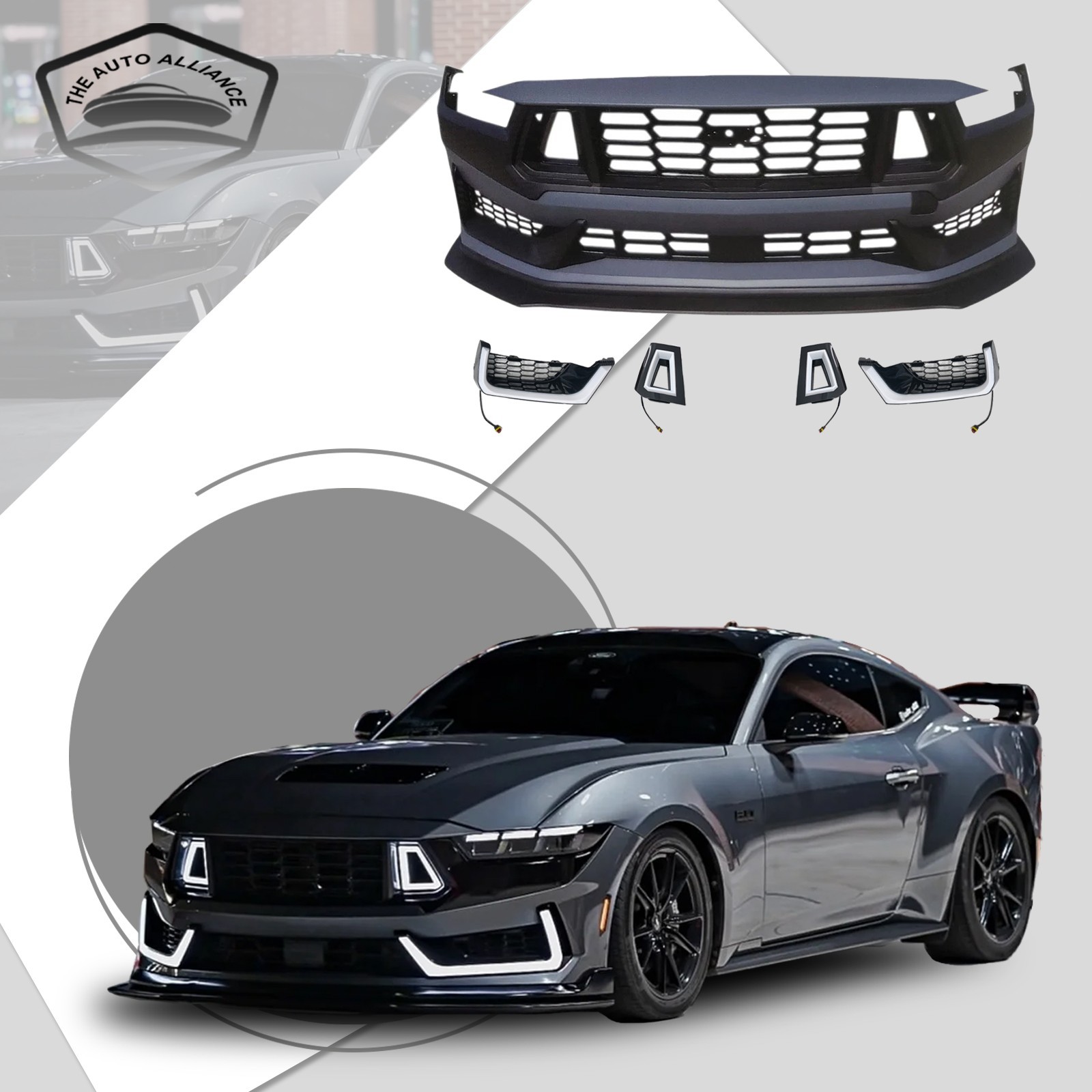 For 24-25 Ford Mustang Dark Horse Front Bumper Kit W/Led Daytime Running Lights