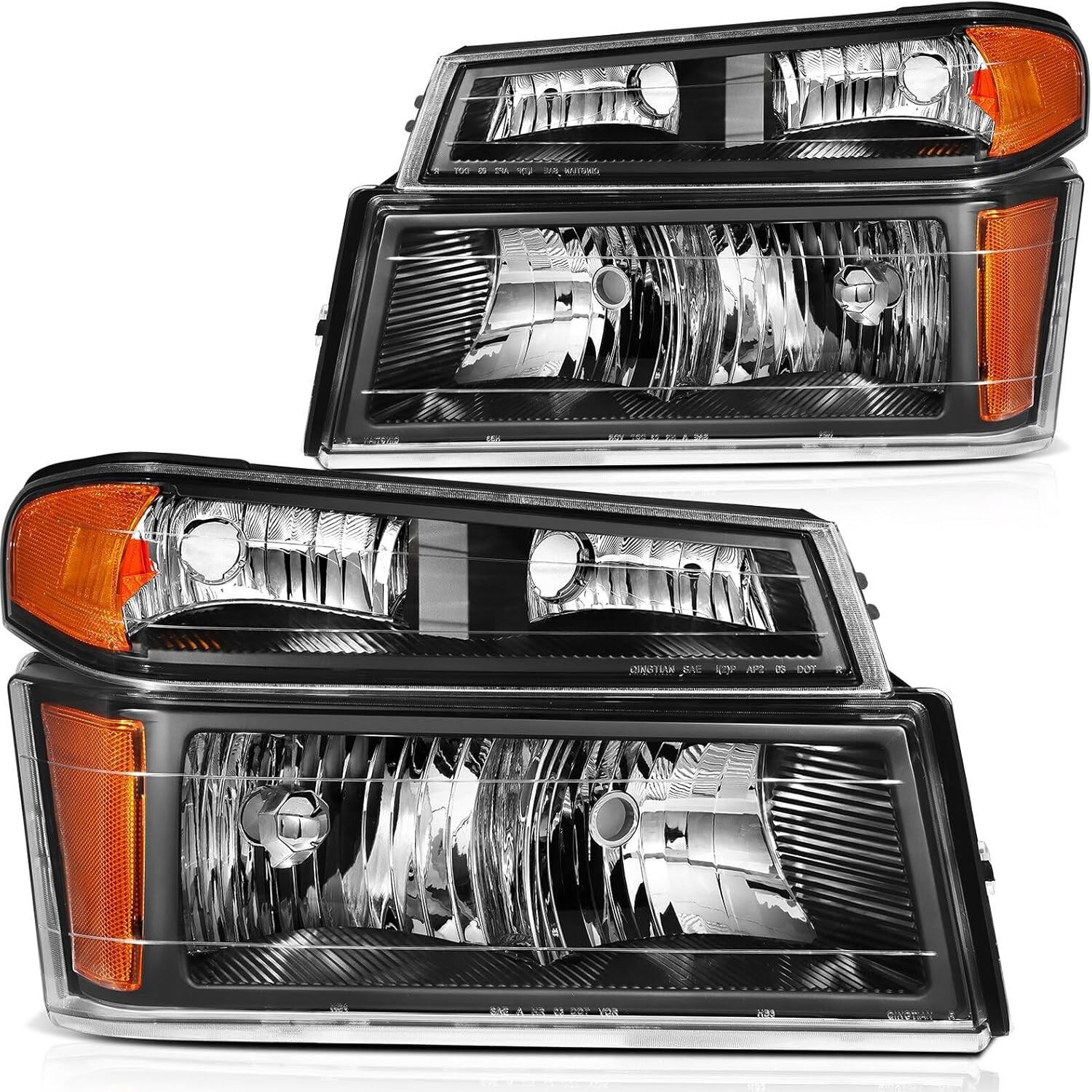 For 04-12 Chevy Colorado GMC Canyon Black Headlights Headlamps+Corner Left+Right