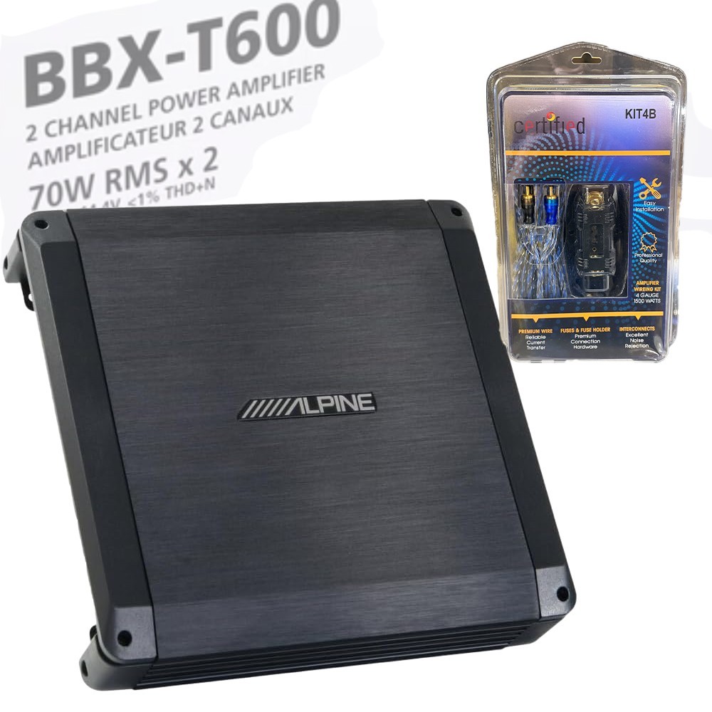 Alpine BBX-T600 2 channel Car Speaker Amplifier 600 Watts Peak 4 Gauge Wire Kit Alpine BBX-T600 2 channel Car Speaker Amplifier 600 Watts Peak 4 Gauge Wire Kit