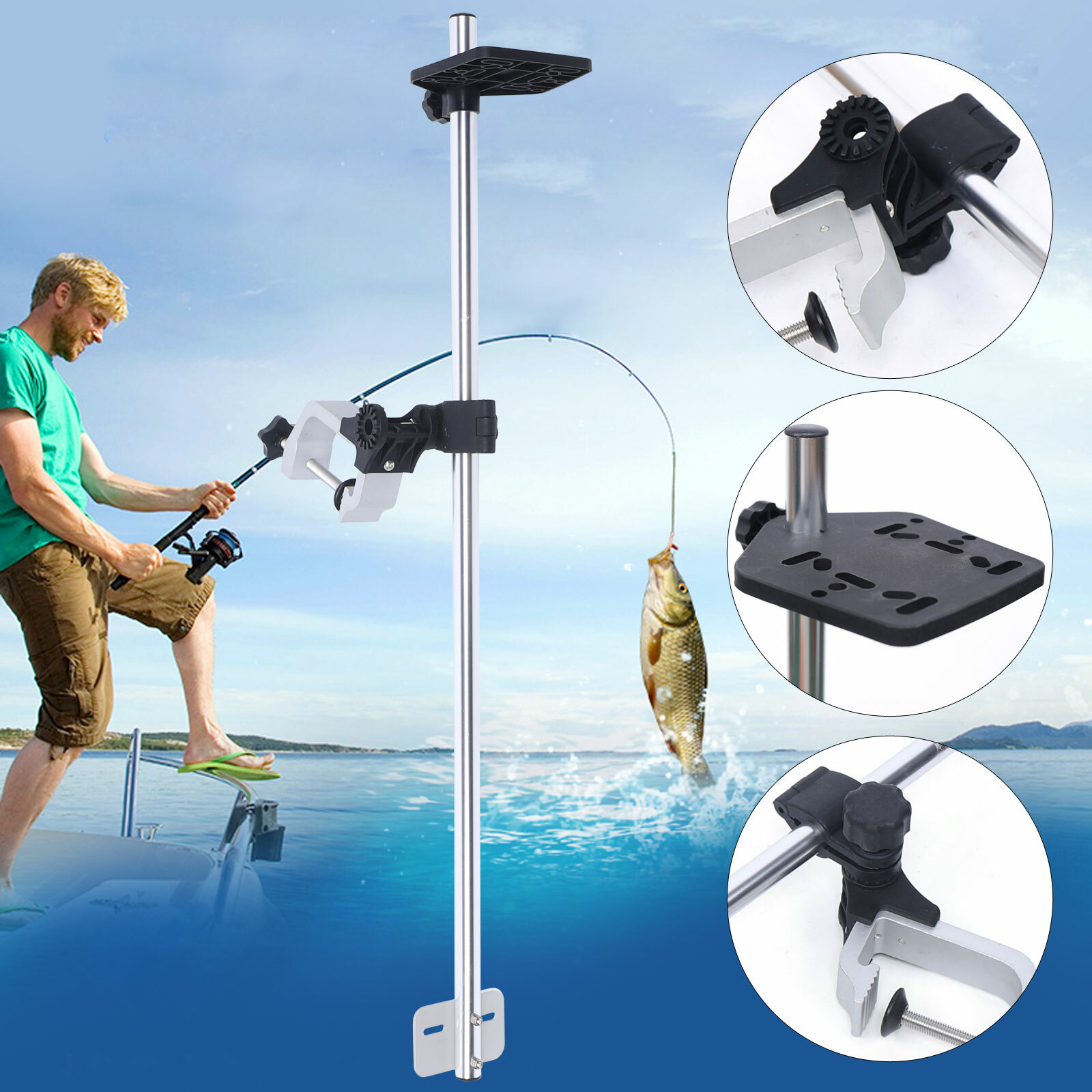 360° Adjustable Universal Portable Transducer Bracket with Fishfinder Mount US