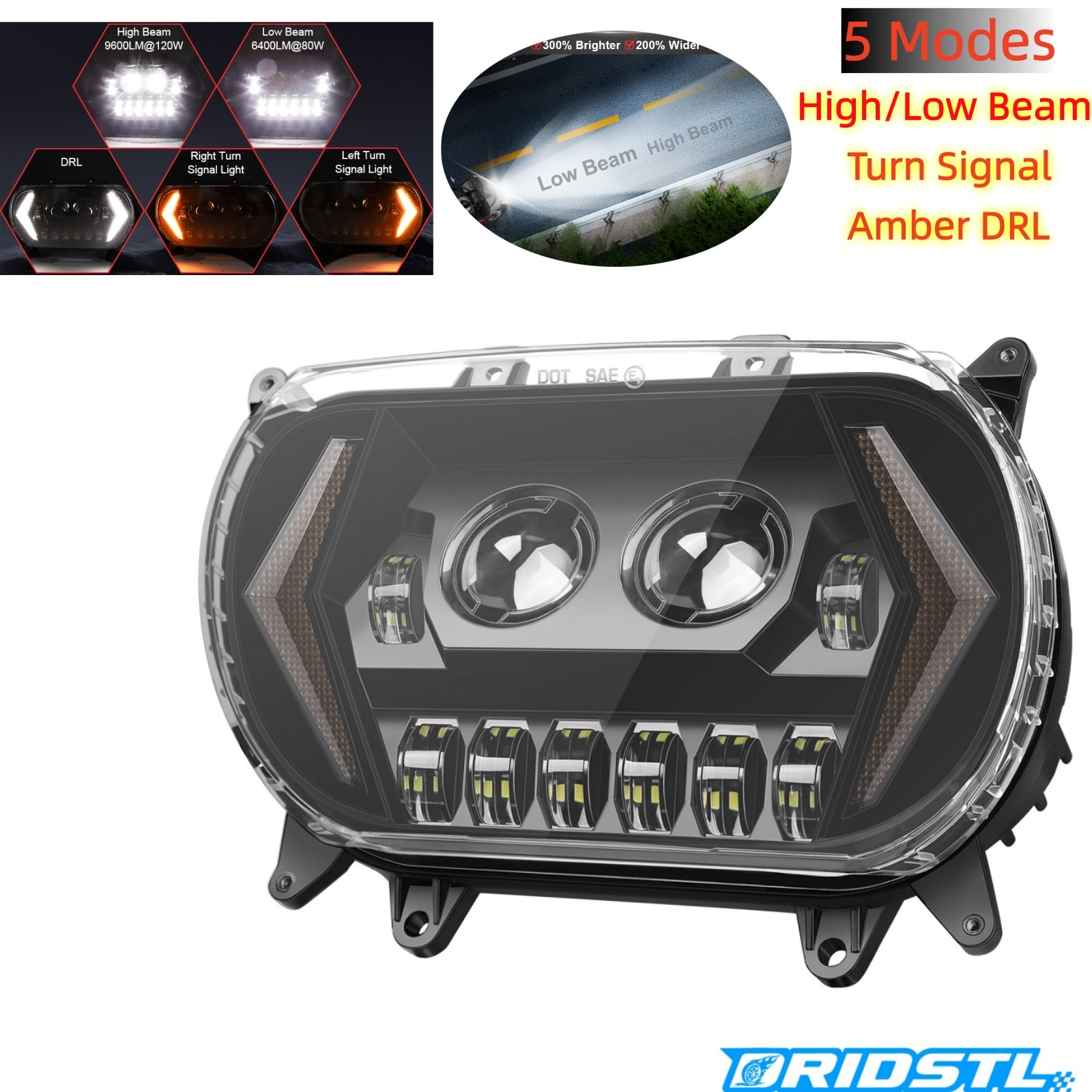 For 2015-23 Harley Road Glide FLTR LED Headlight DRL+Turn Signal+High Low Lamp