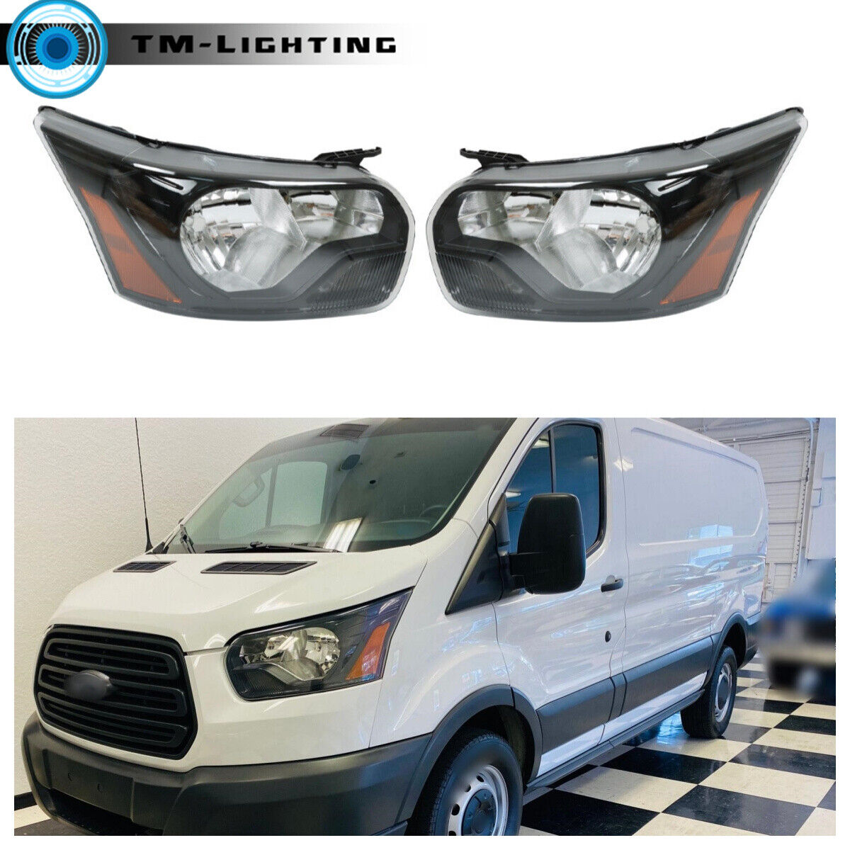 Pair Driver&Passenger Side For 2015-2021 Ford Transit-250 Headlight Headlamp