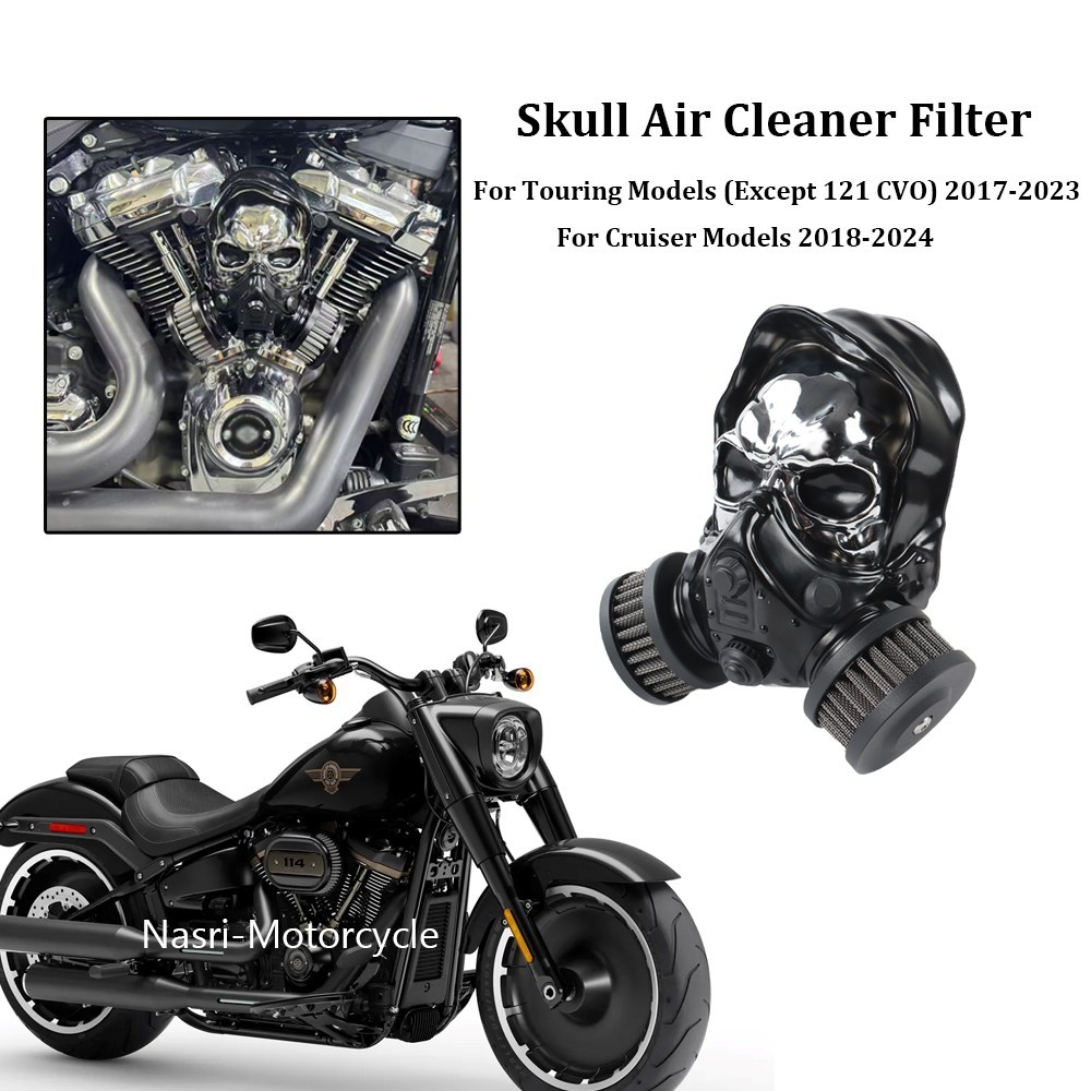 For Fat Boy Breakout Street Bob 2018-2024 Skull High-Flow Air Cleaner Filter Kit