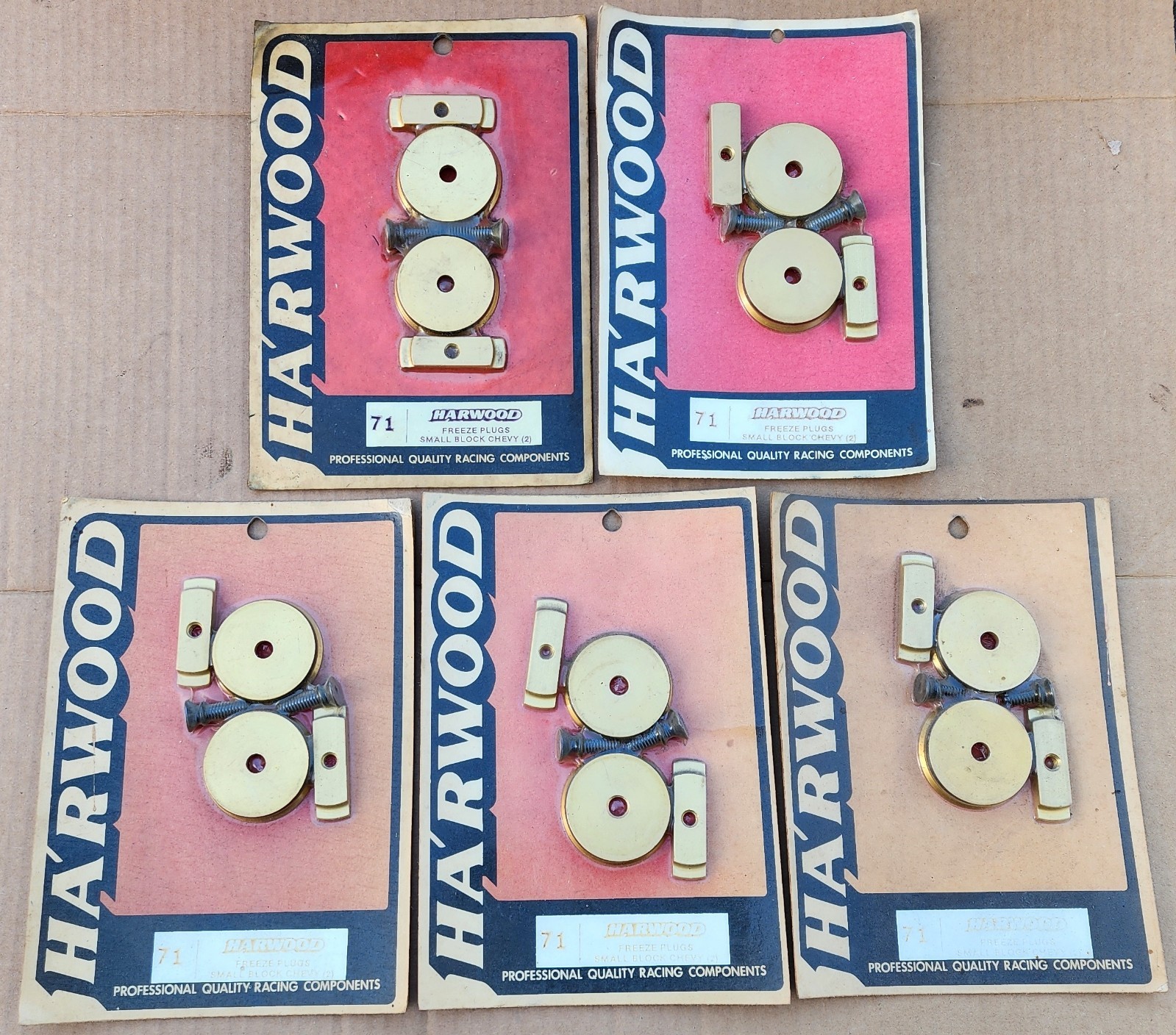 Vintage NOS Harwood Bolt-In Gold Anodized Aluminum Freeze Plugs SBC 327 350 400 Vintage NOS Harwood Bolt-In Gold Anodized Aluminum Freeze Plugs SBC 327 350 400