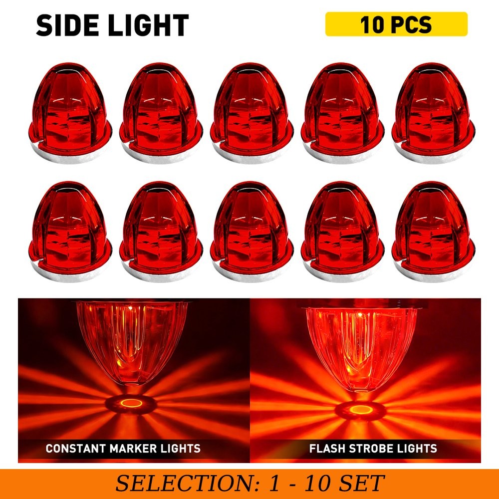 10-100x LED Watermelon Tail Light Side Marker Clearance Truck Trailer Flash Red